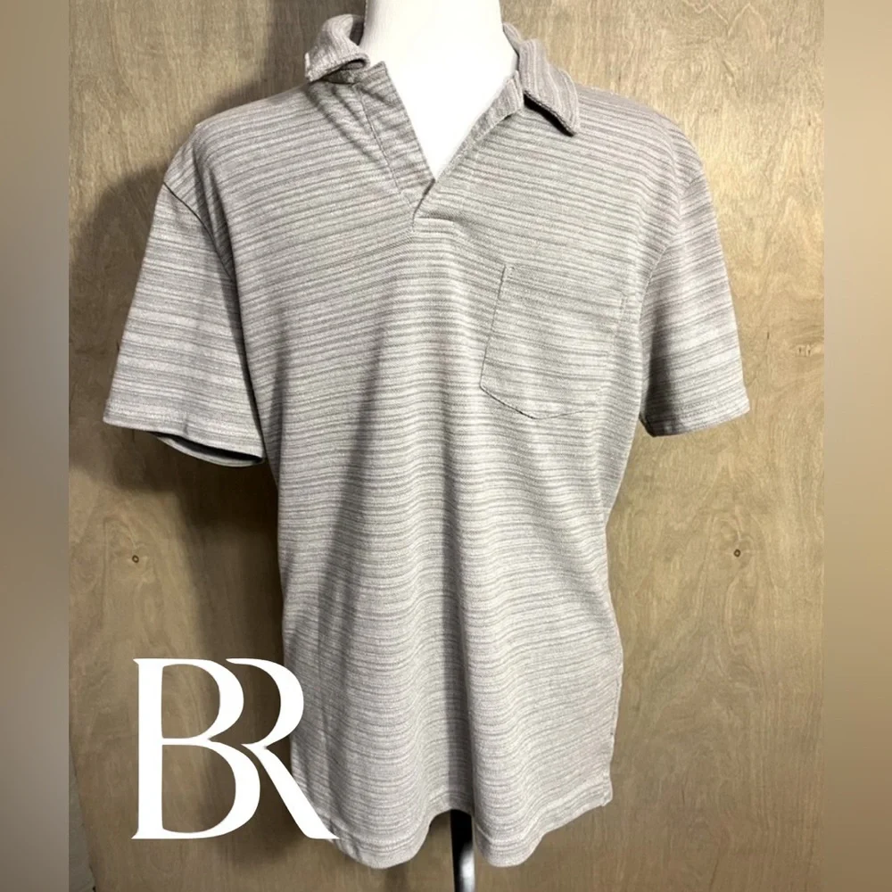 Banana Republic Grey Tonal Stripe Polo w/Chest Pocket  M